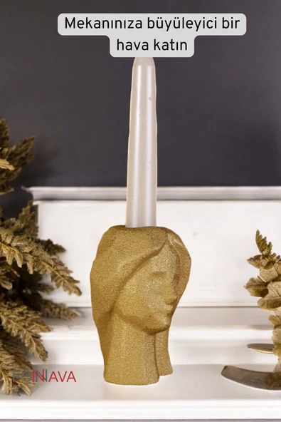 Fonnava Şamdan Mumluk Dekoratif Mumluk Tealight Mumluk Altın Renk Model 11 - 2