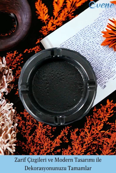 Evene Küllük Siyah Kül Tablası Dekoratif Küllük 2 Adet Model 3 - Resim 4