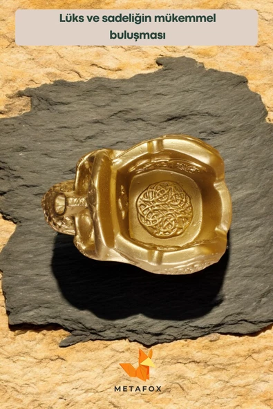 METAFOX Küllük Kül Tablası Sigara Küllüğü Altın Renk Model 8 - Resim 3