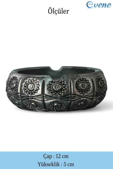 Evene Küllük Gümüş Eskitme Kül Tablası Dekoratif Küllük 4 Adet Model 4 - Resim 2