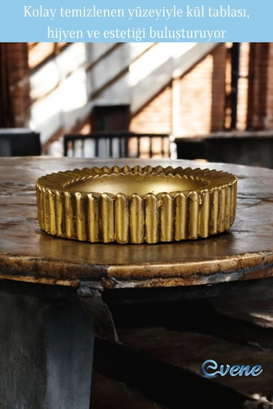 Evene Küllük Altın Eskitme Kül Tablası Dekoratif Küllük Model 5 - Resim 3