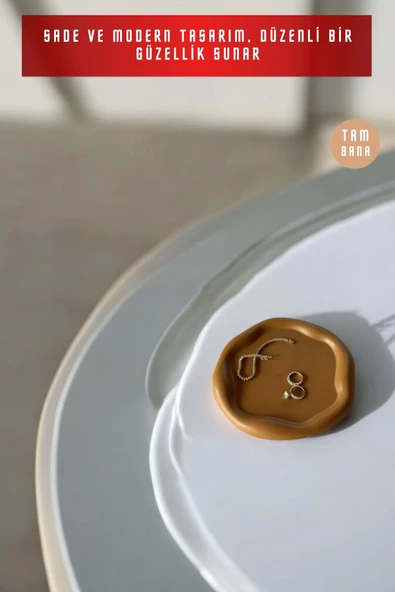 tambana Sunumluk Takı Tabağı Dekoratif Tepsi Obje Seti 3 Parça Model 17 - Resim 4