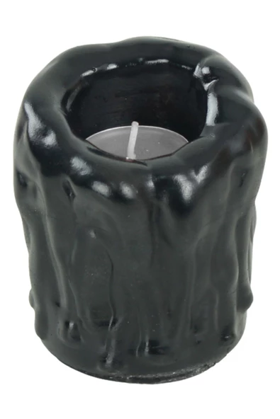 Evene Siyah Mumluk Şamdan Tealight Mum Uyumlu Orta Erimiş Mum Model