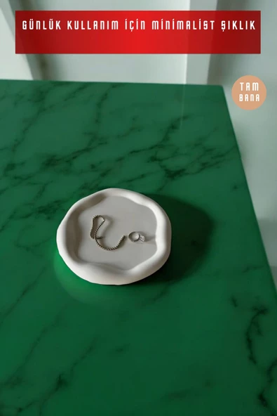 tambana Sunumluk Takı Tabağı Dekoratif Tepsi Obje Seti 3 Parça Model 17 - Resim 2