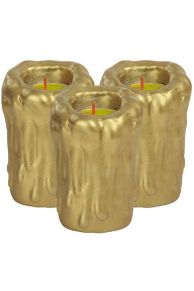 Evene Dekoratif Mumluk Tealight Mumluk Şamdan Mumluk 3 Lü Şamdan Model 29