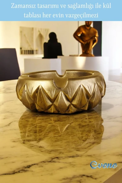 Evene Küllük Altın Eskitme Kül Tablası Dekoratif Küllük Model 3 - Resim 5