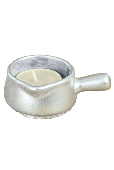 Evene Gümüş Mumluk Şamdan Tealight Mum Uyumlu Mini Tava Model ürün görseli 1