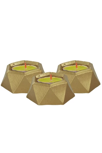Evene Dekoratif Mumluk Tealight Mumluk Şamdan Mumluk 3 Lü Şamdan Model 36 ürün görseli