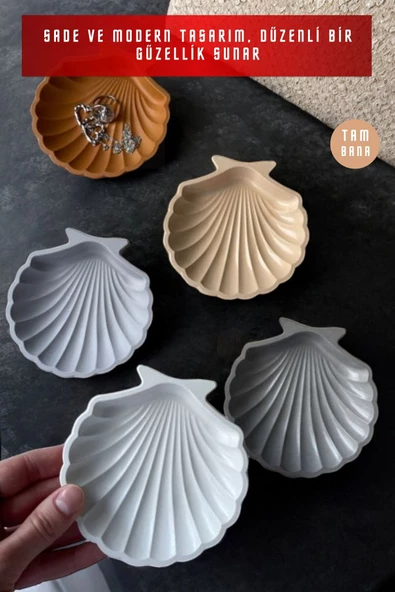 tambana Sunumluk Takı Tabağı Dekoratif Tepsi Obje Seti 5 Parça Model 25 - Resim 4