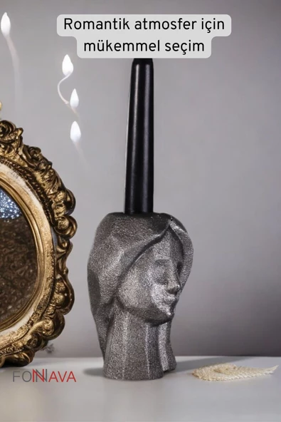 Fonnava Şamdan Mumluk Dekoratif Mumluk Tealight Mumluk Gümüş Eskitme Renk Model 11 - Resim 4