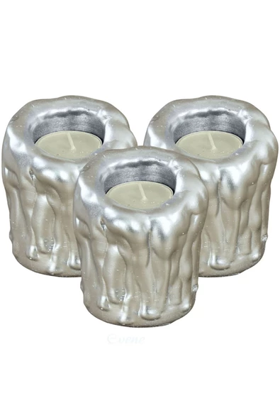 Evene Dekoratif Mumluk Tealight Mumluk Şamdan Mumluk 3 Lü Şamdan Model 30