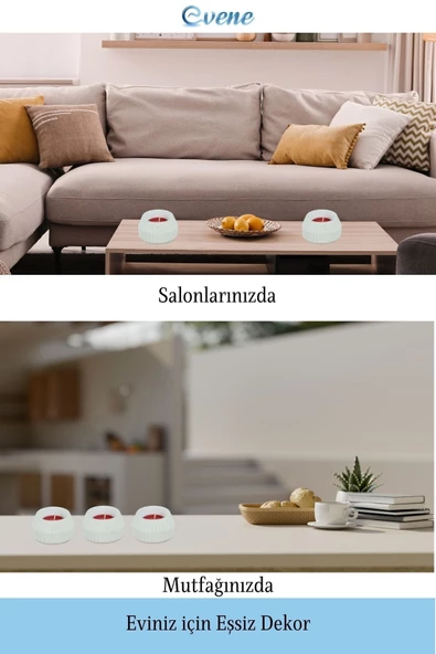 Evene Beyaz Mumluk Şamdan Tealight Mum Uyumlu Çizgili Model - 4