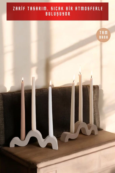 tambana Dekoratif Mumluk Set Şamdan El Yapımı Model 13 - Resim 4