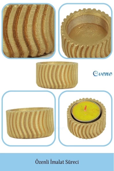 Evene Dekoratif Mumluk Tealight Mumluk Şamdan Mumluk 3 Lü Şamdan Model 26 - 7