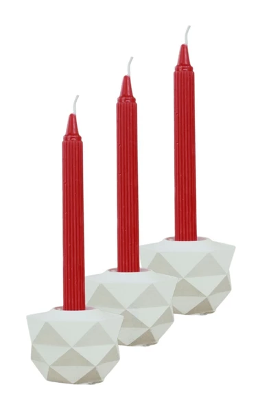 Evene Dekoratif Mumluk Tealight Mumluk Şamdan Mumluk 3 Lü Şamdan Model 42