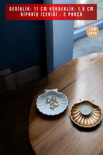 tambana Sunumluk Takı Tabağı Dekoratif Tepsi Obje Seti 2 Parça Model 25 - 3