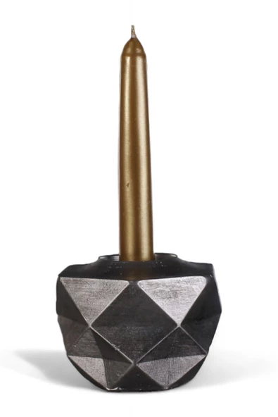 Evene Mumluk Şamdan Ince Mum Uyumlu Gümüş Eskitme Renk Model 45 ürün görseli 1