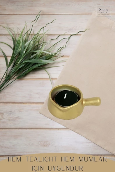 Stein Kohle Şamdanlık Dekoratif Şamdan Mumluk Tealight Mumluk Model 24 - Resim 7