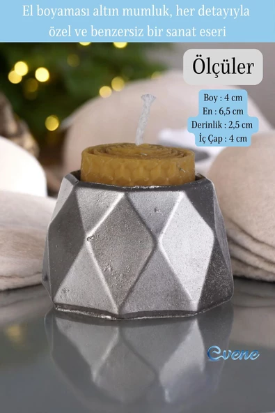 Evene Mumluk Şamdan Ince Mum Uyumlu Gümüş Eskitme Renk Model 45 - Resim 2