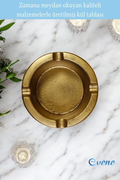 Evene Küllük Altın Eskitme Kül Tablası Dekoratif Küllük Model 3 - Resim 4