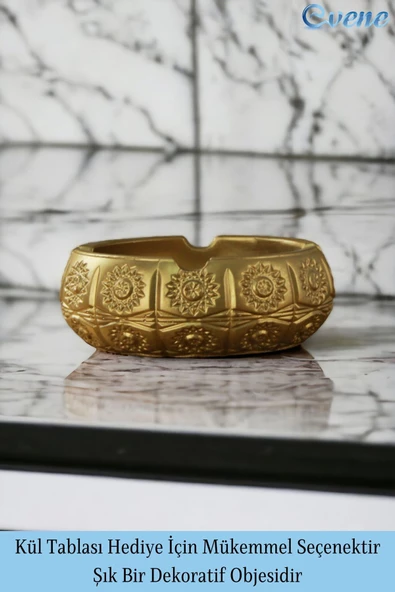 Evene Küllük Altın Kül Tablası Dekoratif Küllük 4 Adet Model 4 - Resim 3