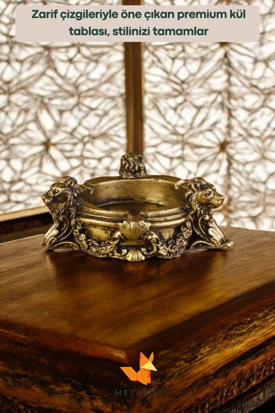 METAFOX Küllük Kül Tablası Sigara Küllüğü Altın Eskitme Renk Model 7 - Resim 2