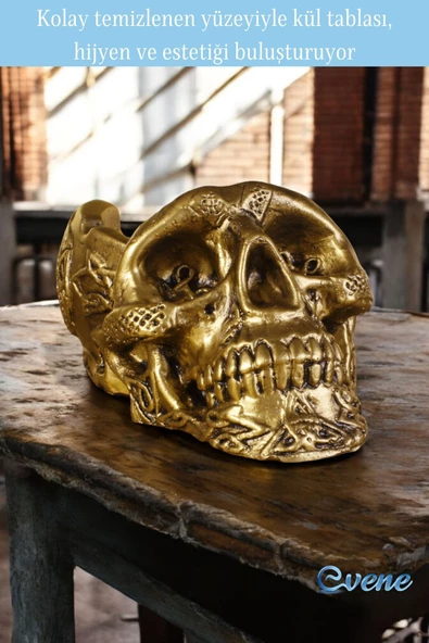 Evene Küllük Altın Eskitme Kül Tablası Dekoratif Küllük Model 8 - Resim 3