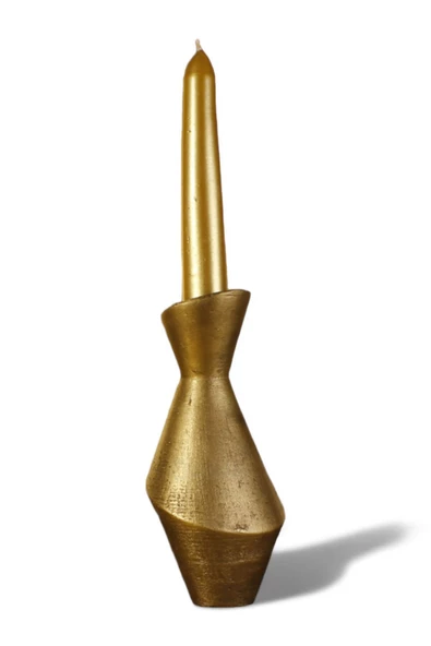 Evene Mumluk Şamdan Ince Mum Uyumlu Altın Eskitme Renk Model 22 ürün görseli 1