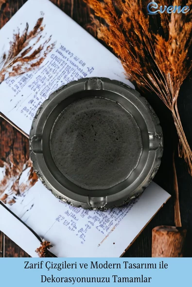 Evene Küllük Gümüş Eskitme Kül Tablası Dekoratif Küllük 4 Adet Model 4 - Resim 4