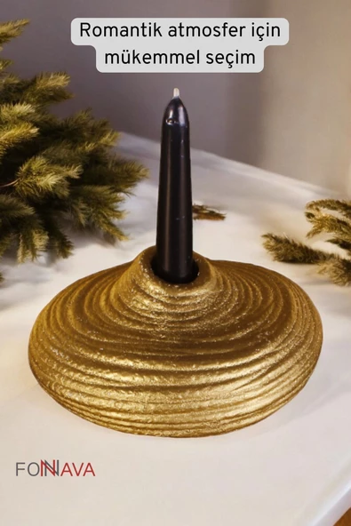 Fonnava Şamdan Mumluk Dekoratif Mumluk Tealight Mumluk Altın Renk Model 42 - Resim 3