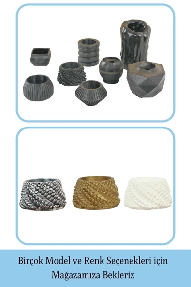 Evene Dekoratif Mumluk Tealight Mumluk Şamdan Mumluk 3 Lü Şamdan Model 40 - Resim 6