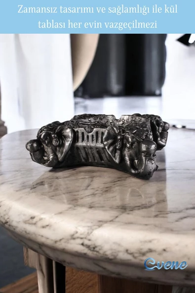 Evene Küllük Gümüş Eskitme Kül Tablası Dekoratif Küllük Model 6 - Resim 5