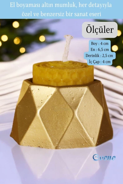 Evene Altın Mumluk Şamdan Tealight Mum Uyumlu Poly Küçük 1 Model - 2