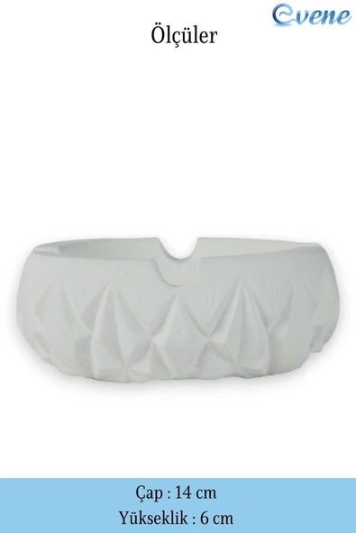 Evene Küllük Beyaz Kül Tablası Dekoratif Küllük 2 Adet Model 3 - Resim 2