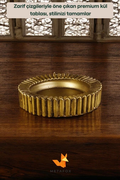 METAFOX Küllük Kül Tablası Sigara Küllüğü Altın Eskitme Renk Model 5 - Resim 2