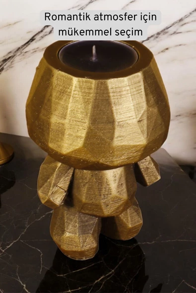 Fonnava Şamdan Mumluk Dekoratif Mumluk Tealight Mumluk Altın Eskitme Renk Model 5 - 3