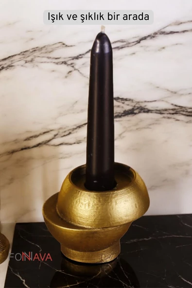 Fonnava Şamdan Mumluk Dekoratif Mumluk Tealight Mumluk Altın Eskitme Renk Model 25 - Resim 3