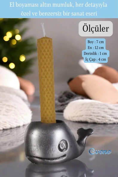 Evene Gümüş Eskitme Renk Mumluk Şamdan Ince Mum Uyumlu Model 6 - 2