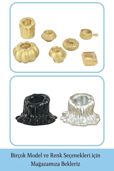 Evene Altın Mumluk Şamdan Tealight Mum Uyumlu Küçük Erimiş Mum Model - 6