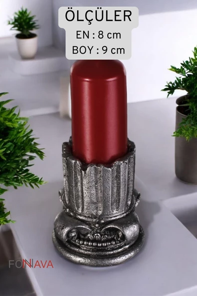 Fonnava Şamdan Mumluk Dekoratif Mumluk Tealight Mumluk Gümüş Eskitme Renk Model 39 - 5