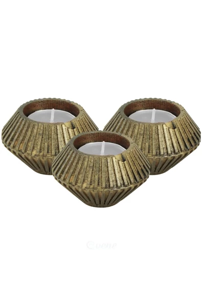 Evene Dekoratif Mumluk Tealight Mumluk Şamdan Mumluk 3 Lü Şamdan Model 37