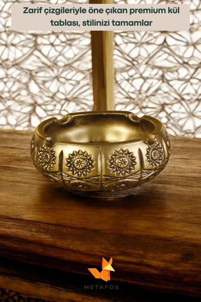 METAFOX Küllük Kül Tablası Sigara Küllüğü Altın Eskitme Renk Model 4 - Resim 2