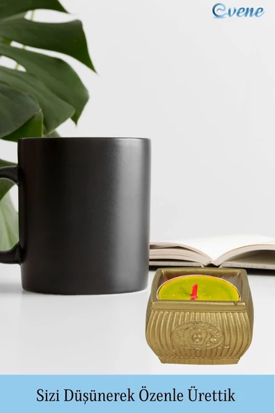 Evene Altın Mumluk Şamdan Tealight Mum Uyumlu Mini Çizgili Çiçekli Model - 5