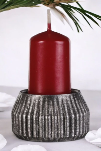 Fonnava Şamdan Mumluk Dekoratif Mumluk Tealight Mumluk Gümüş Eskitme Renk Model 38 - 1