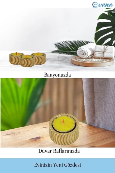 Evene Dekoratif Mumluk Tealight Mumluk Şamdan Mumluk 3 Lü Şamdan Model 26 - 5