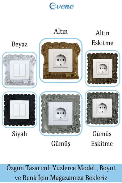 Evene Priz Süsü Dekoratif Priz Çerçevesi Anahtar Çerçevesi Model 2 - 6