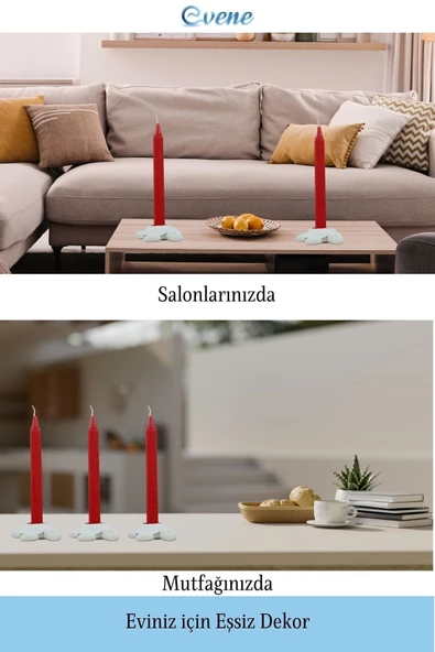 Evene Beyaz Mumluk Şamdan Tealight Ve Ince Mum Uyumlu Kaplumbağa Model - 3