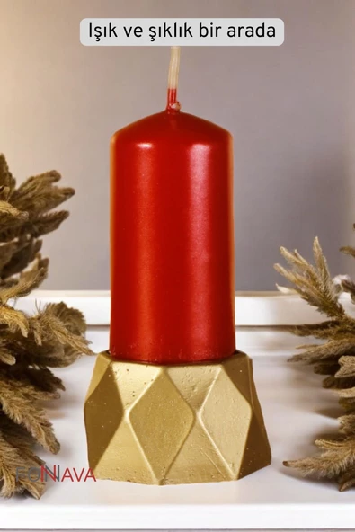 Fonnava Şamdan Mumluk Dekoratif Mumluk Tealight Mumluk Altın Eskitme Renk Model 35 - 3