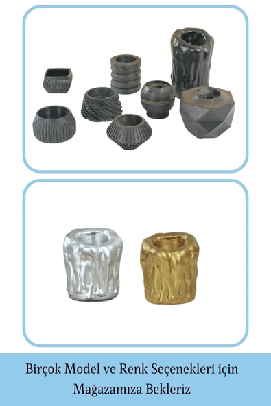 Evene Dekoratif Mumluk Tealight Mumluk Şamdan Mumluk 3 Lü Şamdan Model 30 - 6