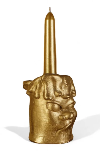 Evene Mumluk Şamdan Ince Mum Uyumlu Altın Renk Model 4 ürün görseli 1